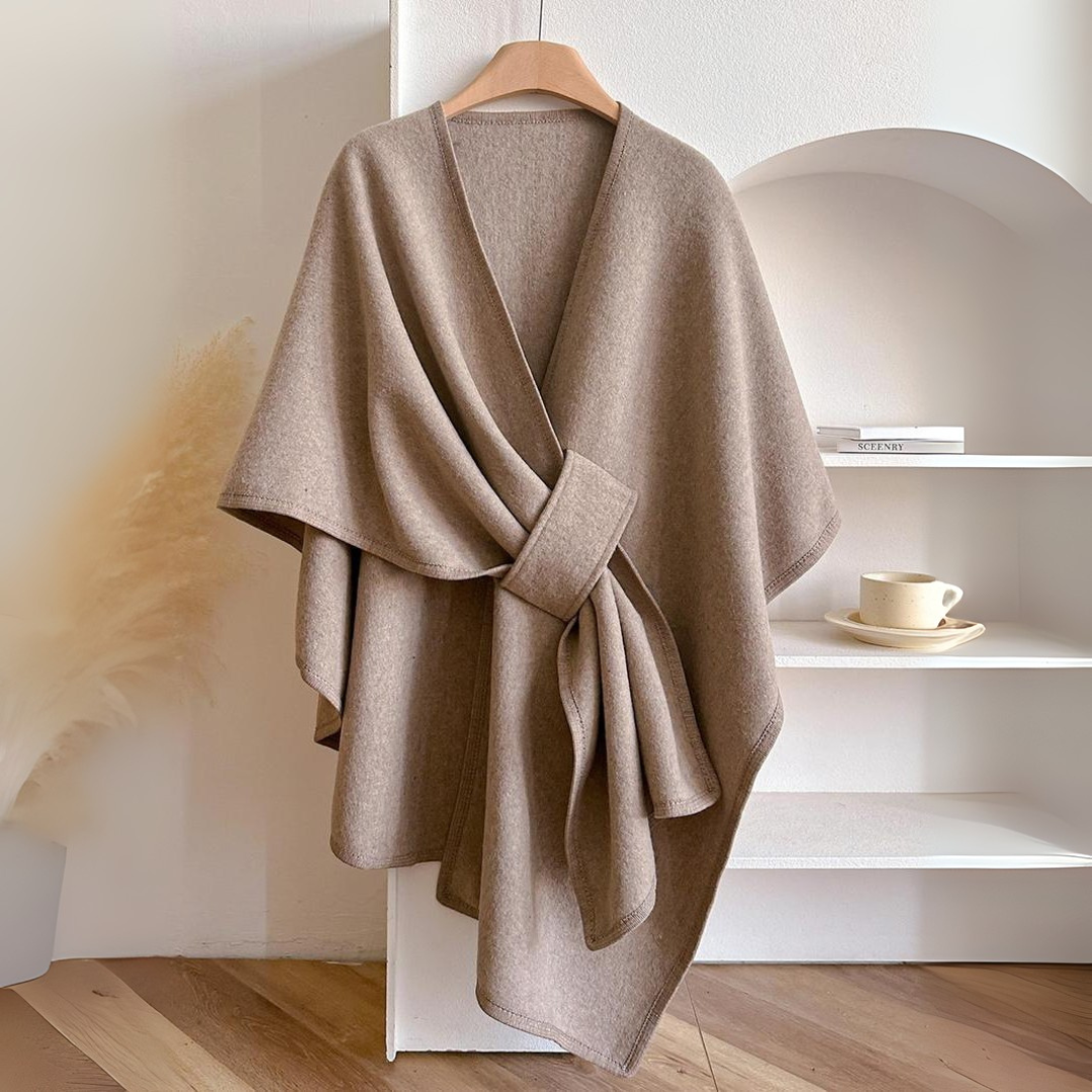 Elodie - Women's Draped Wrap Shawl with Self-Tie Belt
