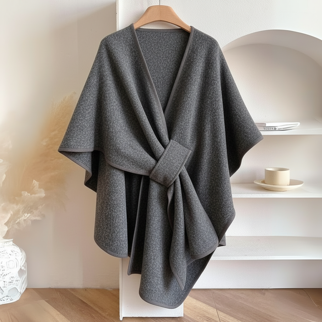Elodie - Women's Draped Wrap Shawl with Self-Tie Belt