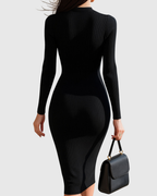 Eloise - Women's Ribbed Zip-Front Midi Dress