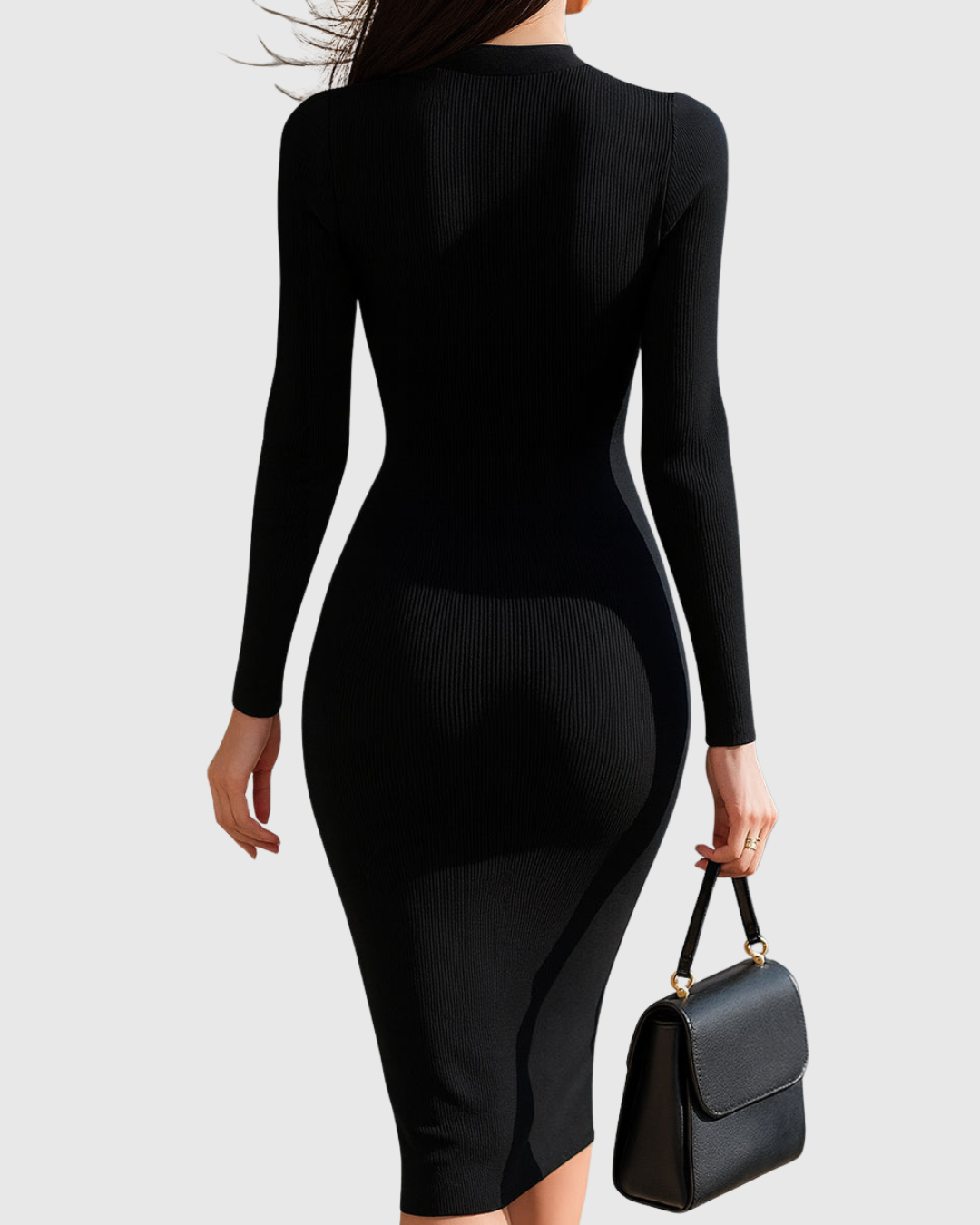 Eloise - Women's Ribbed Zip-Front Midi Dress