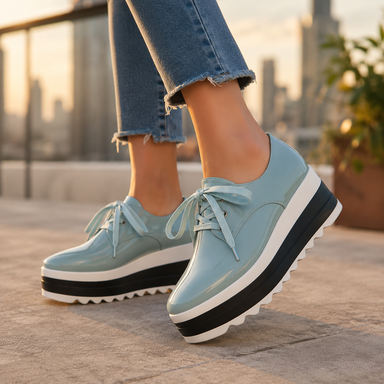 Elowen -Women's Lace-Up Platform Sneakers