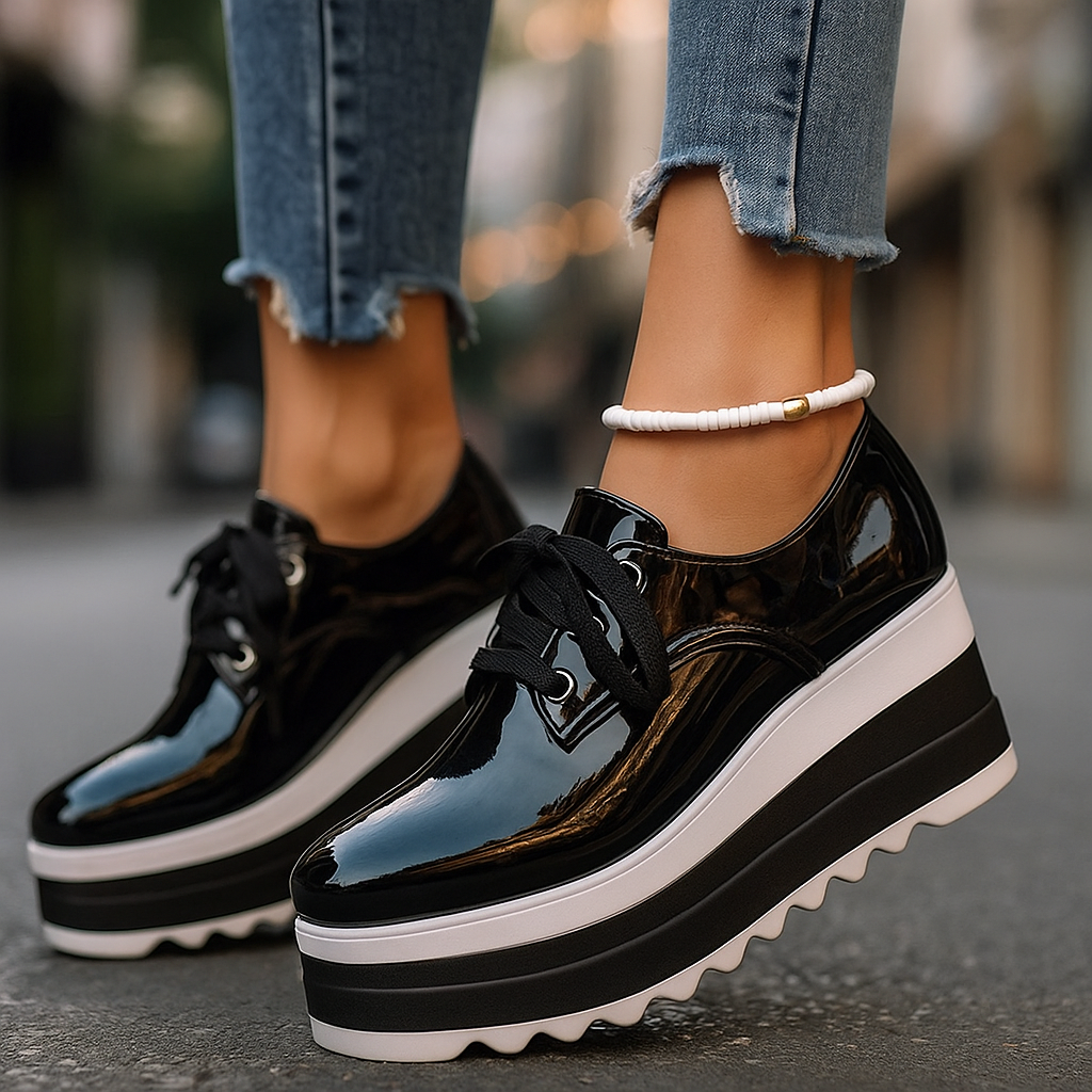 Elowen -Women's Lace-Up Platform Sneakers