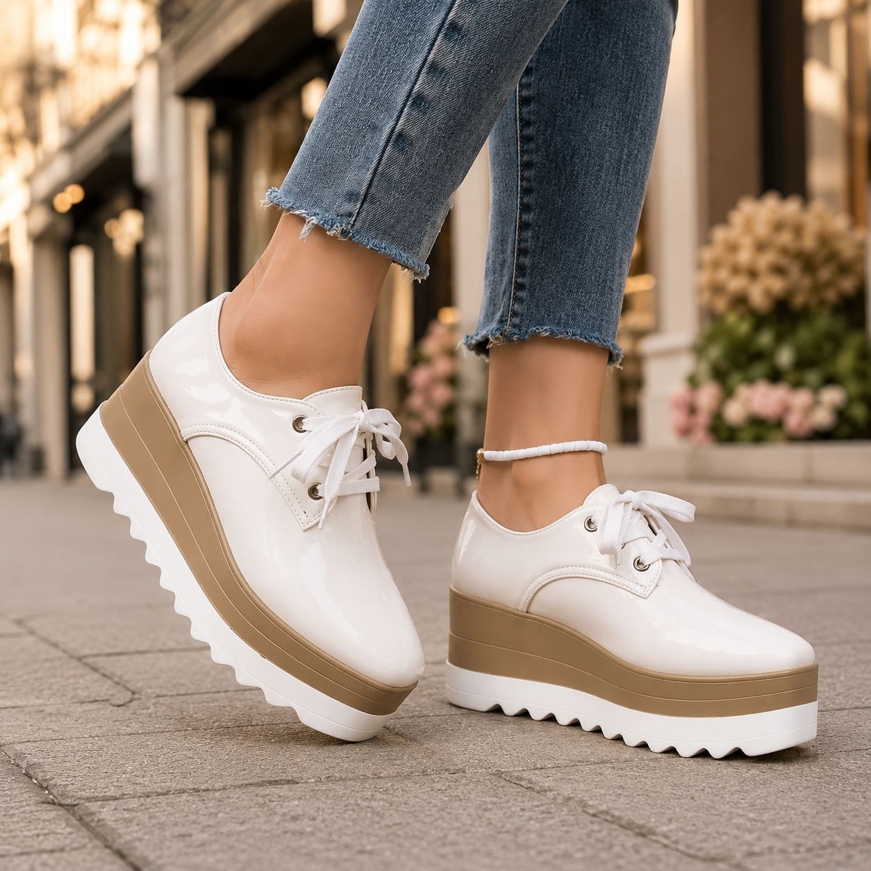 Elowen -Women's Lace-Up Platform Sneakers