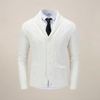 Emil - Men's Button-Front Cable-Knit Cardigan with Shawl Collar