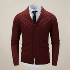 Emil - Men's Button-Front Cable-Knit Cardigan with Shawl Collar