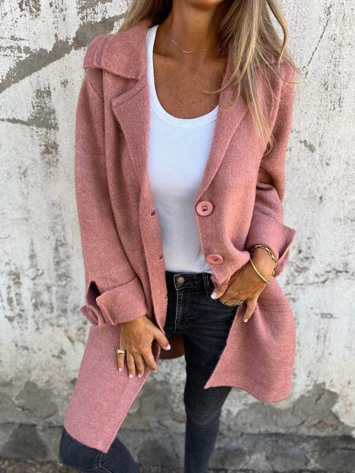 Erin - Women's Notch Lapel Button-Front Coat