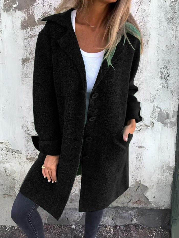 Erin - Women's Notch Lapel Button-Front Coat