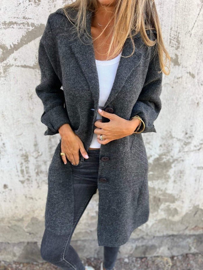 Erin - Women's Notch Lapel Button-Front Coat