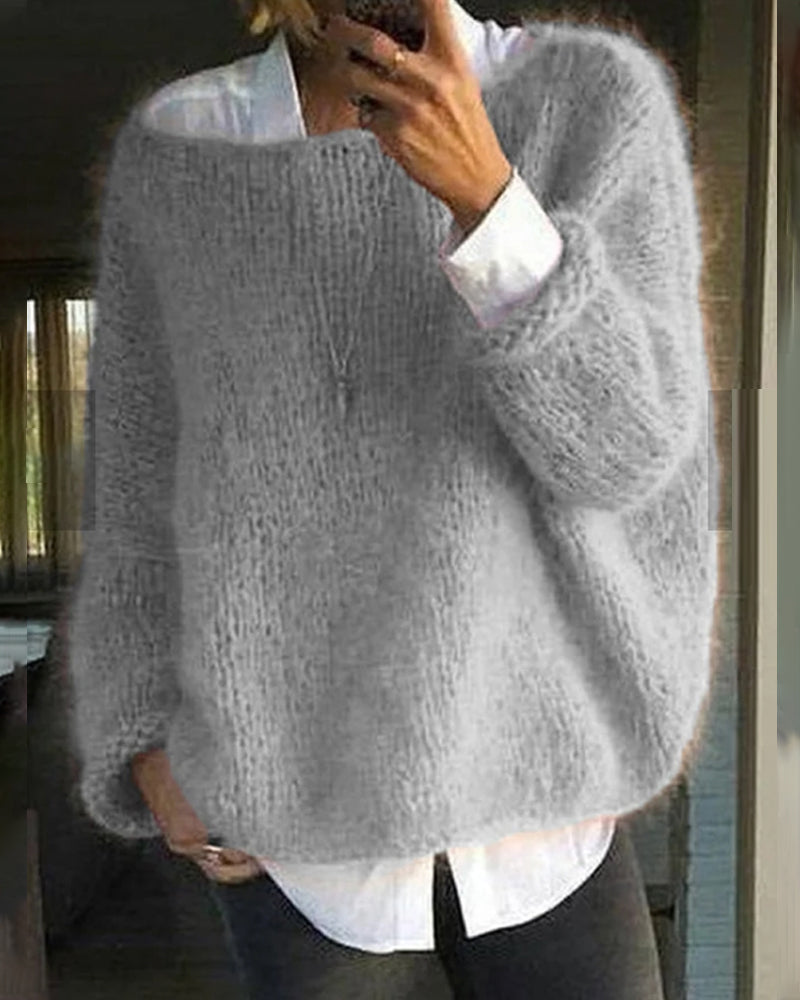 Estelle - Women's Textured Crewneck Pullover Sweater
