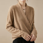Eulalia - Women's Crossover V-Neck Wool Wrap Sweater