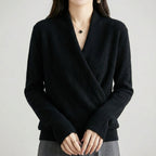 Eulalia - Women's Crossover V-Neck Wool Wrap Sweater
