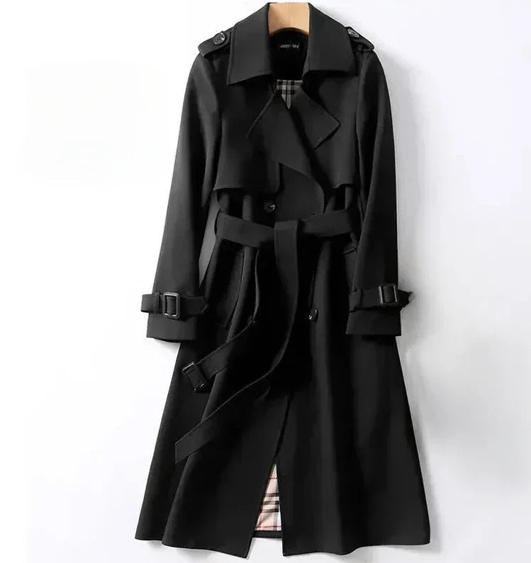 Evangeline - Women's Notch Lapel Longline Trench Coat