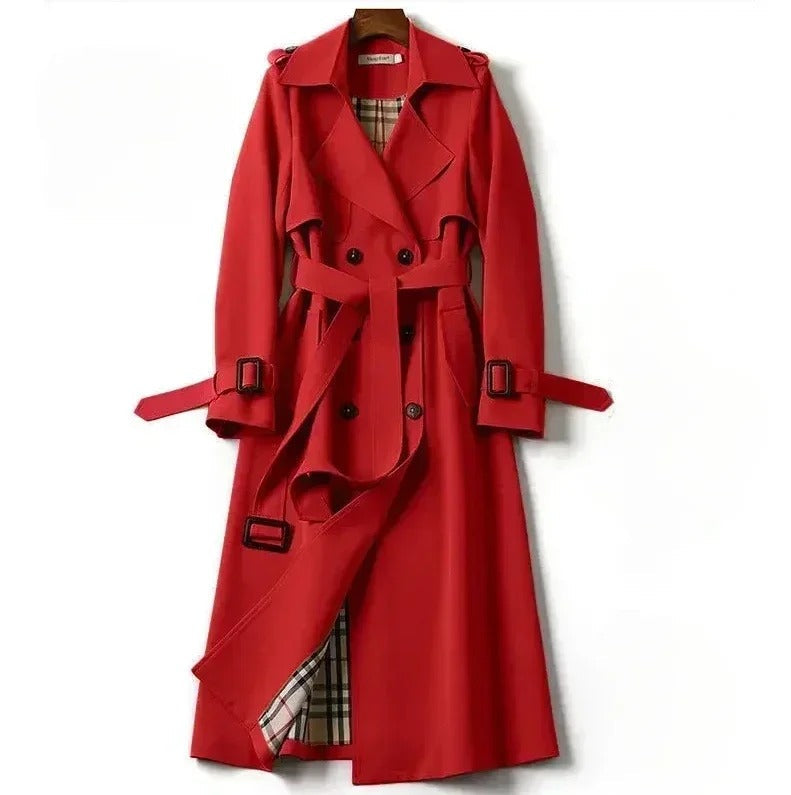 Evangeline - Women's Notch Lapel Longline Trench Coat