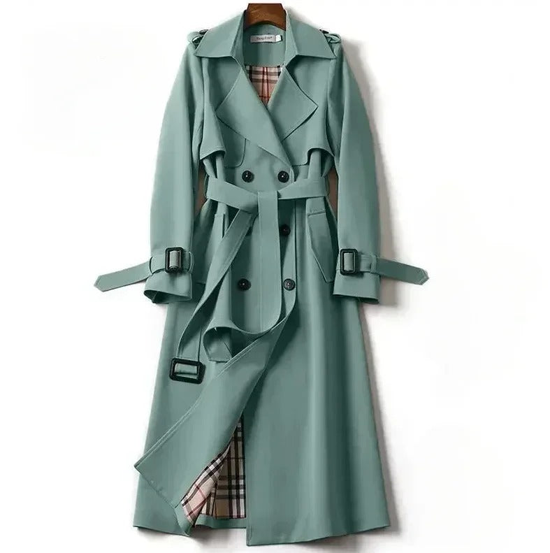 Evangeline - Women's Notch Lapel Longline Trench Coat