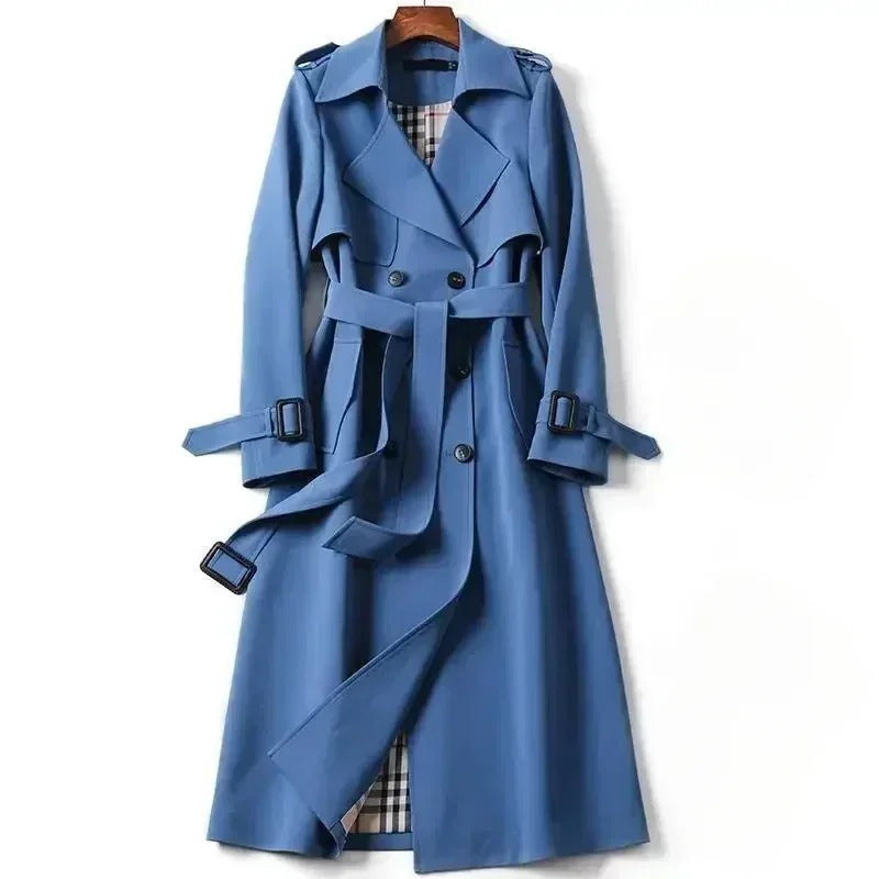 Evangeline - Women's Notch Lapel Longline Trench Coat