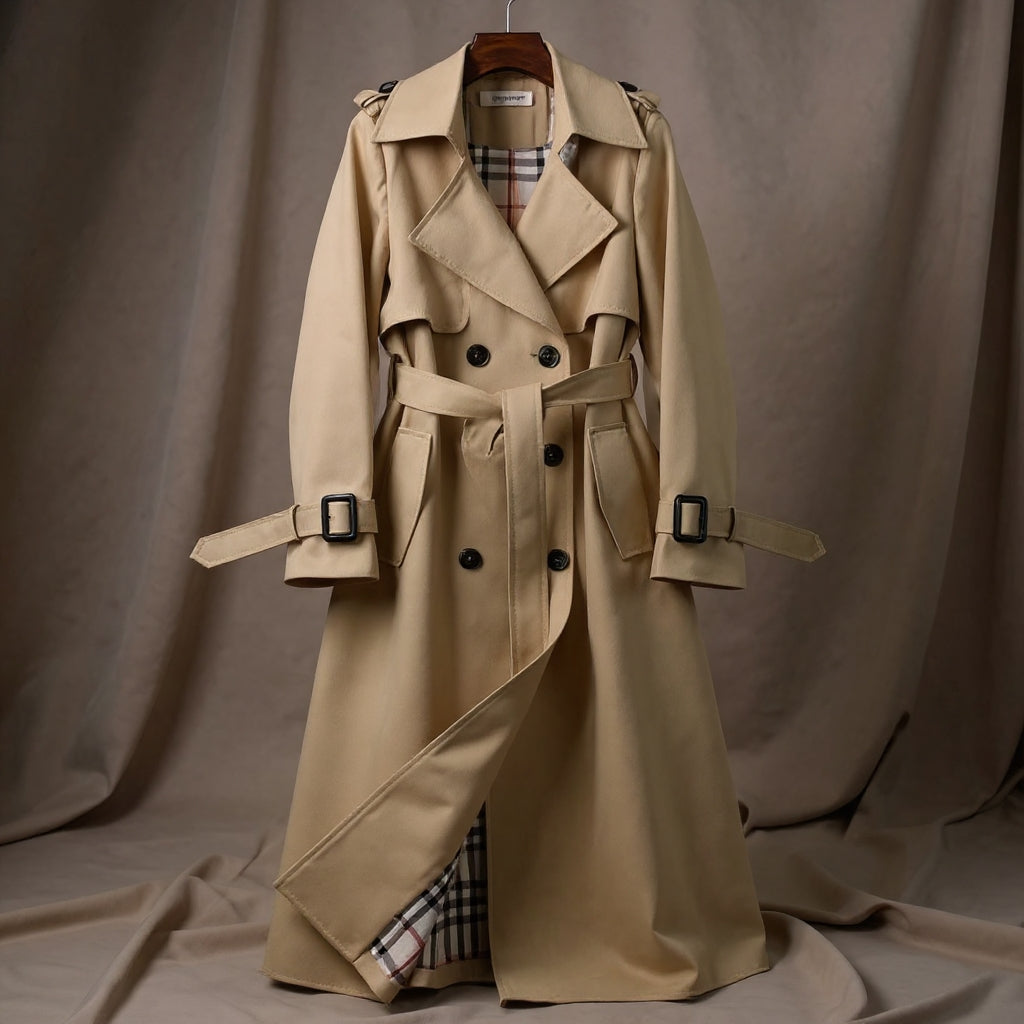 Evangeline - Women's Notch Lapel Longline Trench Coat