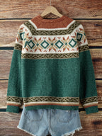 Eve - Women's Fair Isle Button-Front Cardigan
