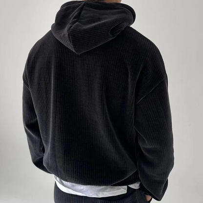Everard - Men's Ribbed Oversized Hoodie with Kangaroo Pocket