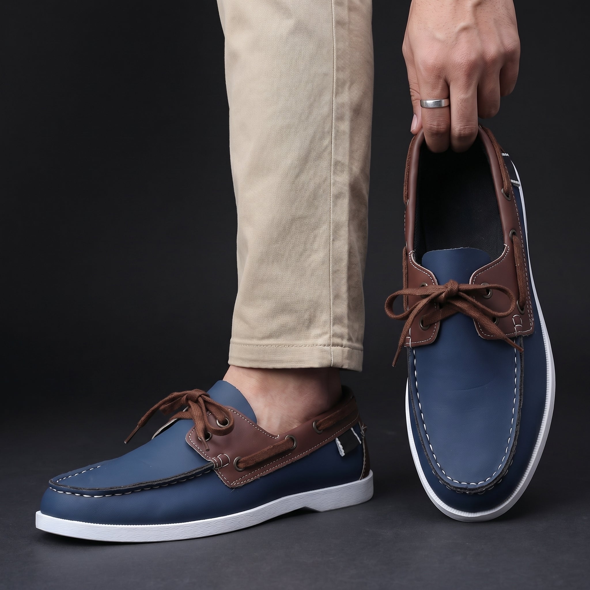Everard - Men's Two-Tone Lace-Up Boat Shoes