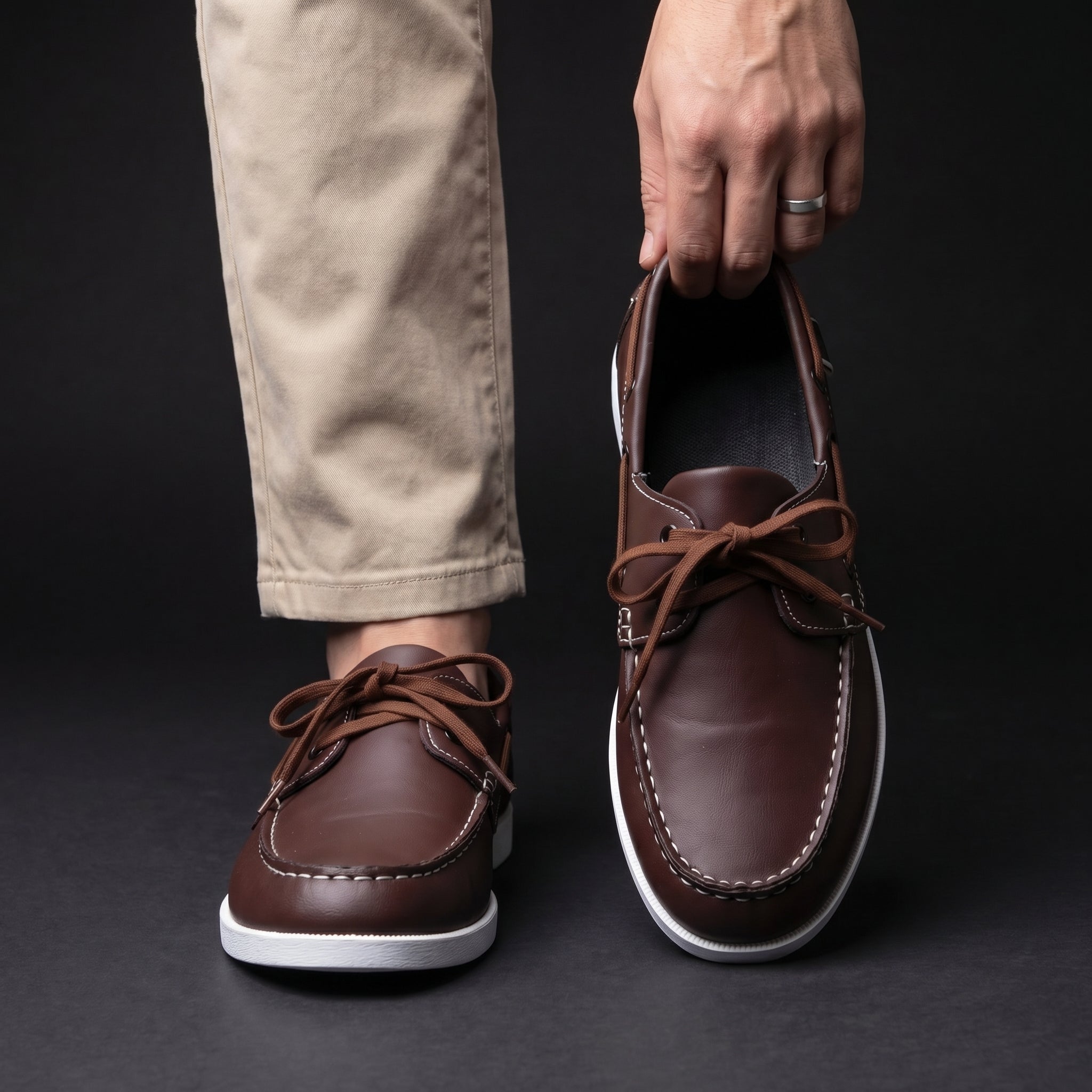 Everard - Men's Two-Tone Lace-Up Boat Shoes