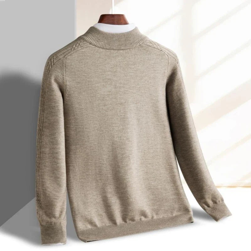 Everett - Men's Quarter-Zip Stand-Collar Ribbed Sweater