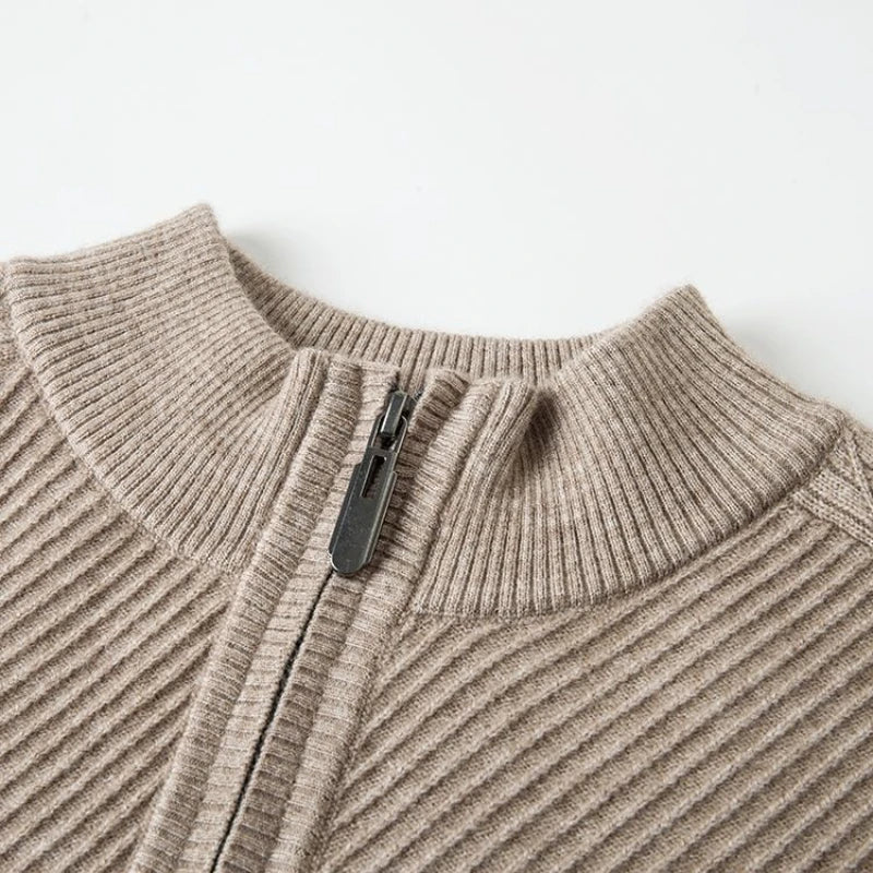 Everett - Men's Quarter-Zip Stand-Collar Ribbed Sweater