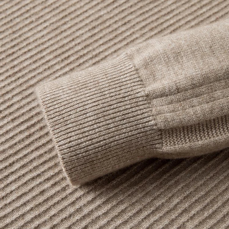 Everett - Men's Quarter-Zip Stand-Collar Ribbed Sweater