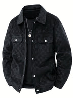 Everette - Men's Checkered Velour Jacket with Snap Cuffs