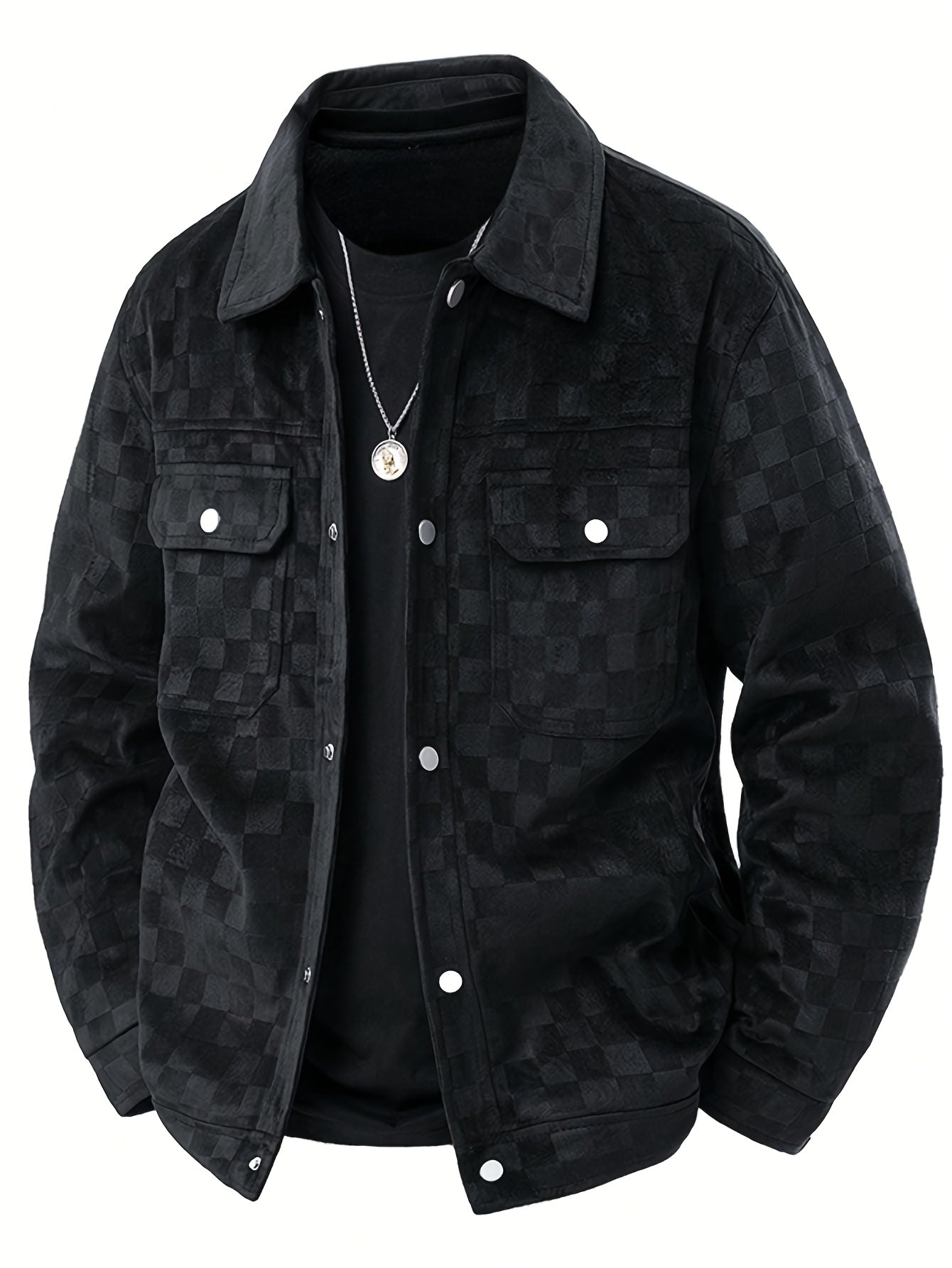 Everette - Men's Checkered Velour Jacket with Snap Cuffs