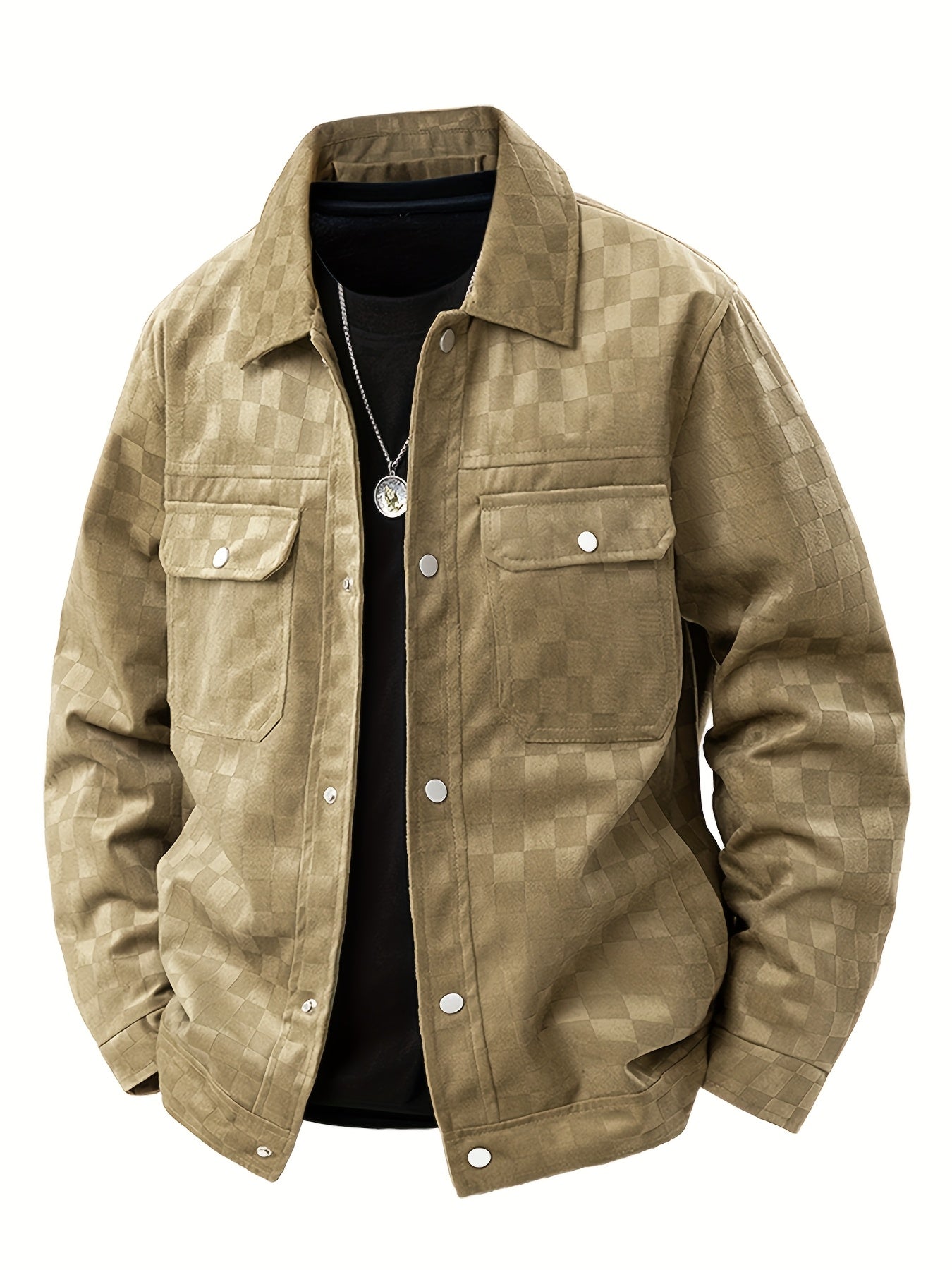 Everette - Men's Checkered Velour Jacket with Snap Cuffs