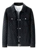 Everette - Men's Checkered Velour Jacket with Snap Cuffs
