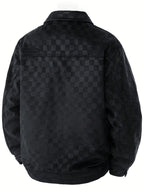Everette - Men's Checkered Velour Jacket with Snap Cuffs