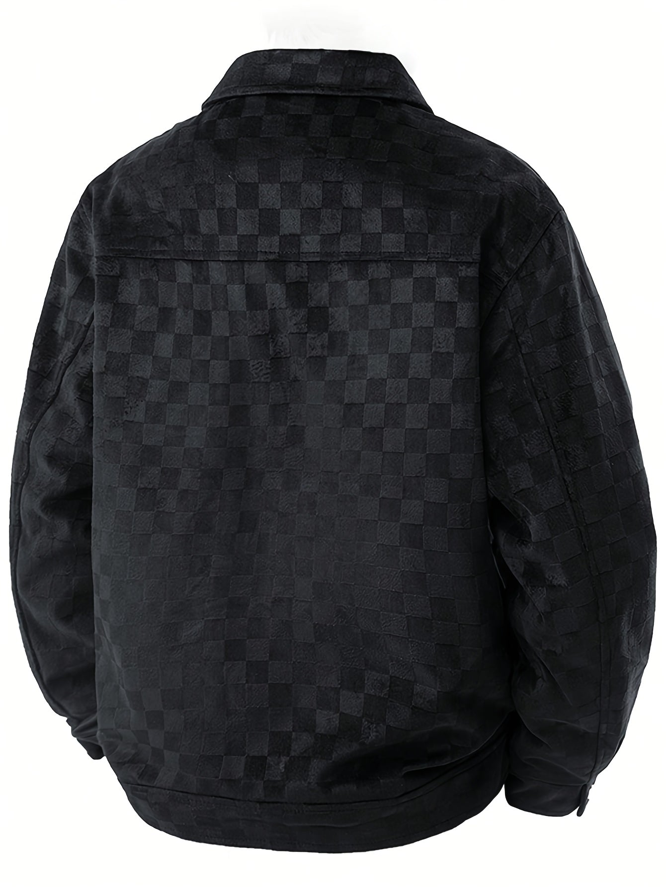 Everette - Men's Checkered Velour Jacket with Snap Cuffs
