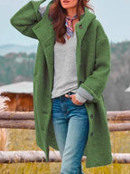 Faye - Women's Wool Hooded Button-Front Coat