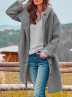 Faye - Women's Wool Hooded Button-Front Coat