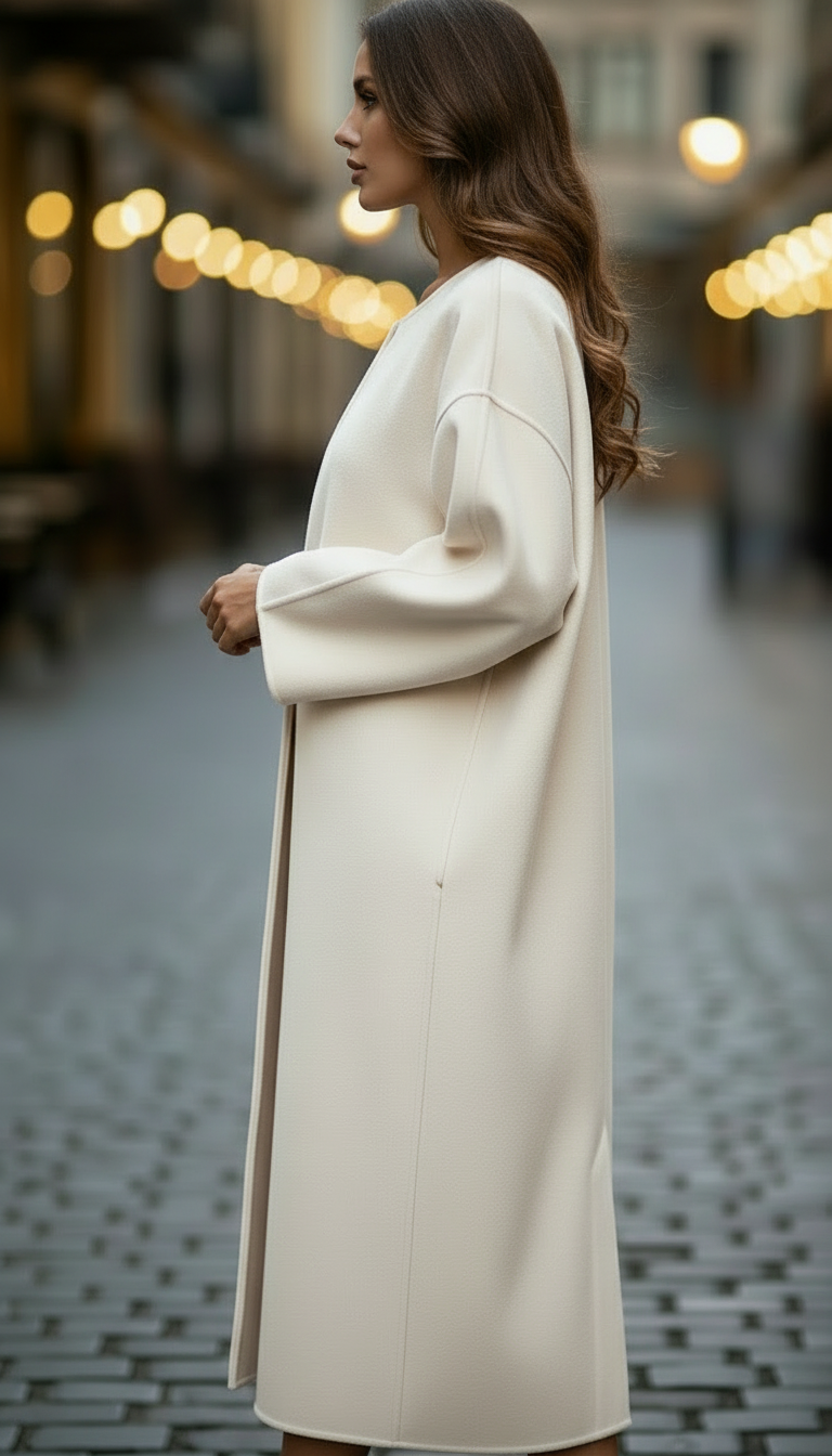 Felina - Women's Button-Front Longline Coat with Wide Sleeves