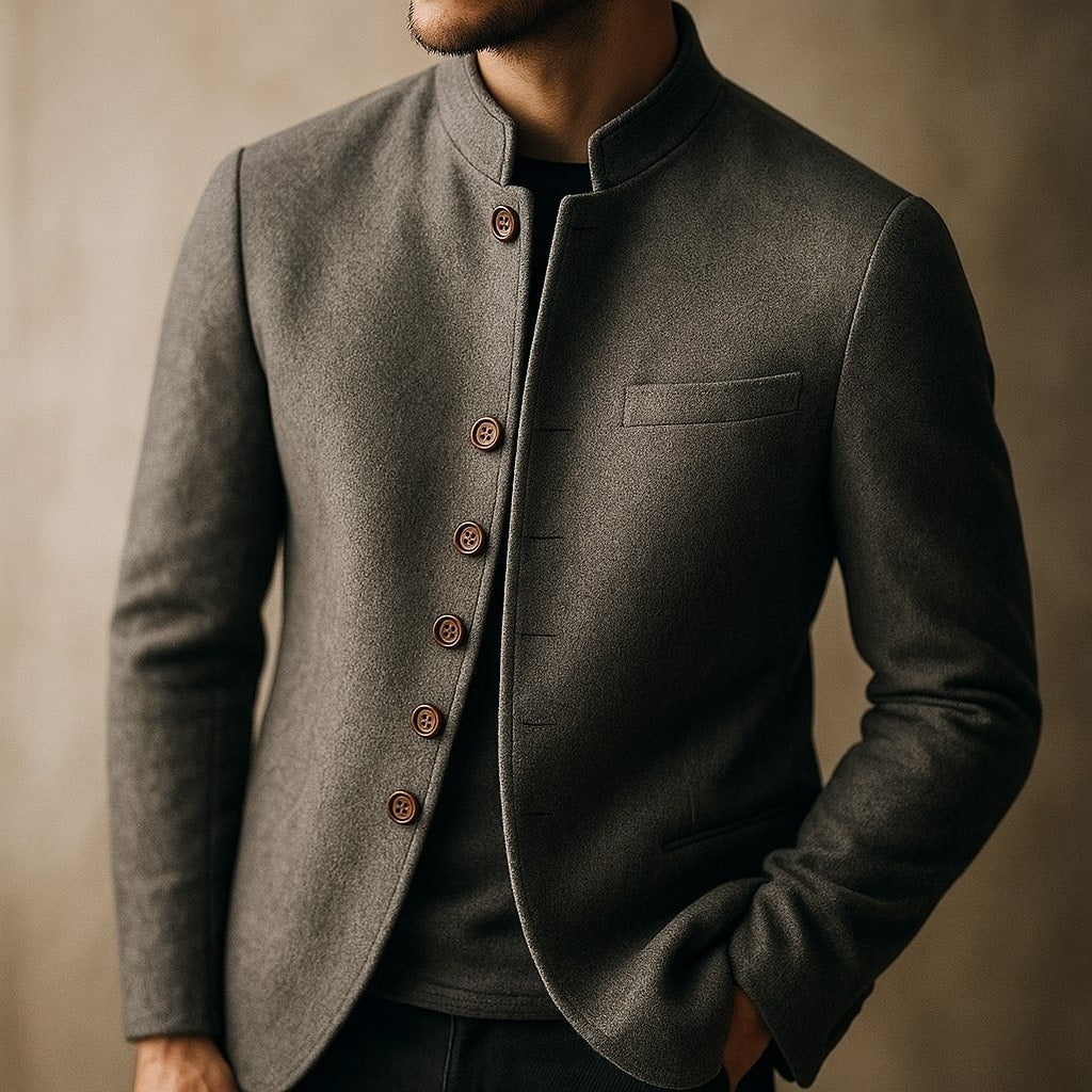 Finnegan - Men's Wool Stand-Collar Button-Front Jacket