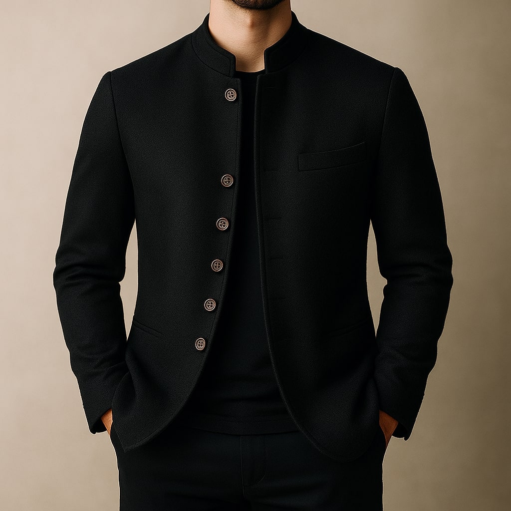 Finnegan - Men's Wool Stand-Collar Button-Front Jacket