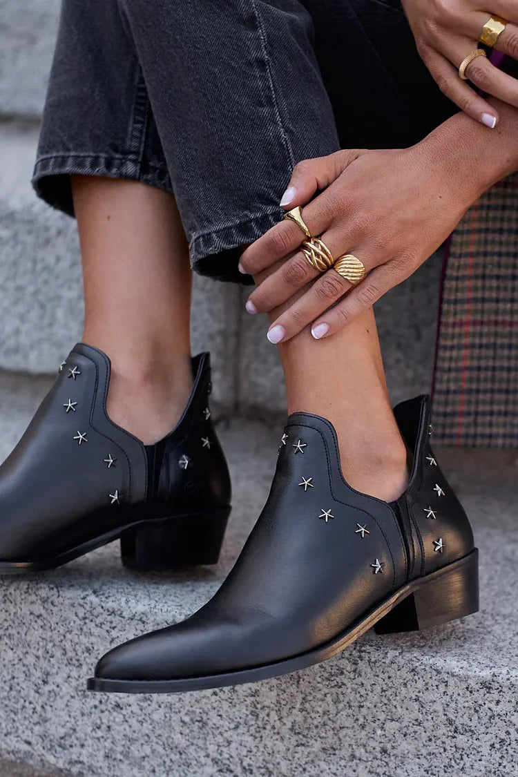 Freesia - Women's Star-Studded Pointed-Toe Ankle Boots