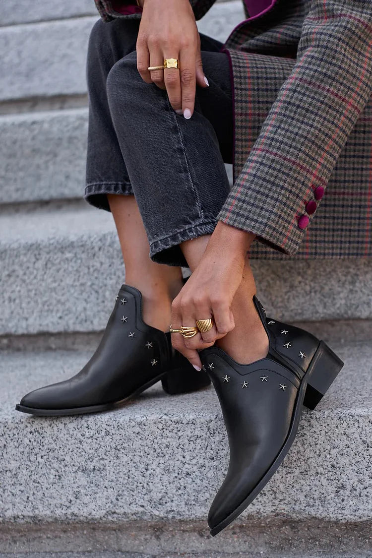 Freesia - Women's Star-Studded Pointed-Toe Ankle Boots