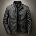 Garrett - Men's Premium Leather Jacket with Corduroy Collar