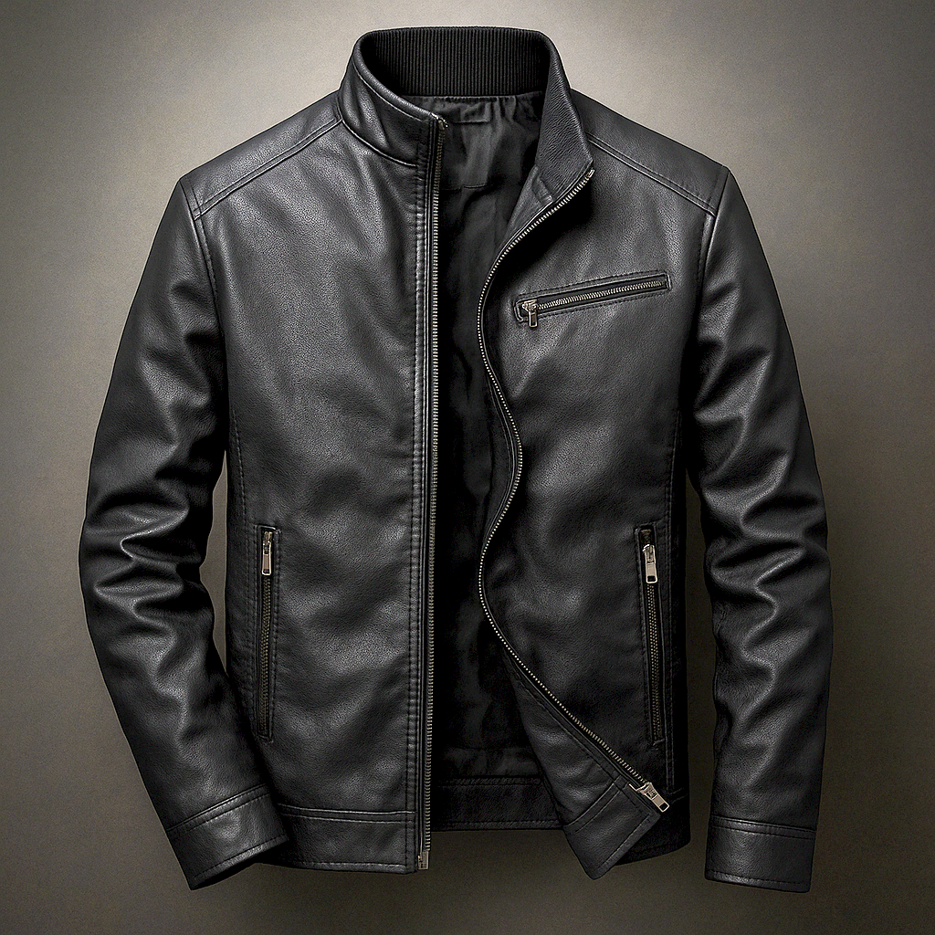 Garrett - Men's Premium Leather Jacket with Corduroy Collar