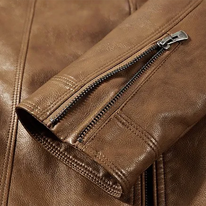 Garrett - Men's Premium Leather Jacket with Corduroy Collar