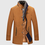 Gerald - Men's Button-Front Wool Coat with Stand Collar