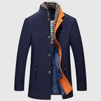 Gerald - Men's Button-Front Wool Coat with Stand Collar