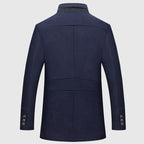 Gerald - Men's Button-Front Wool Coat with Stand Collar
