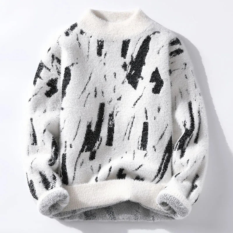 Gideon - Men's Distressed Crew Sweater in Brushed Wool