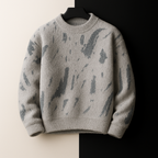 Gideon - Men's Distressed Crew Sweater in Brushed Wool