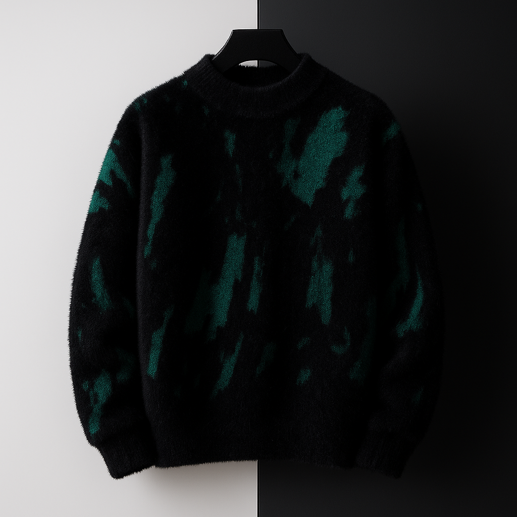 Gideon - Men's Distressed Crew Sweater in Brushed Wool