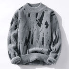 Gideon - Men's Distressed Crew Sweater in Brushed Wool